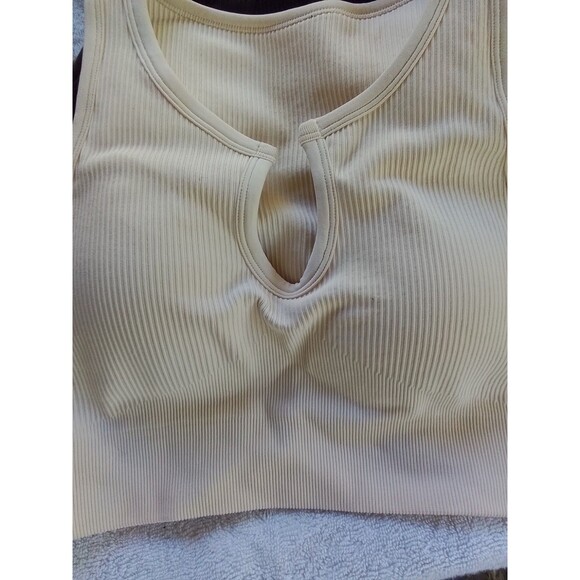 Medium Support Crop Top Seamless Removable Cups Workout Yoga Sport Bra 3pc - Picture 3 of 5